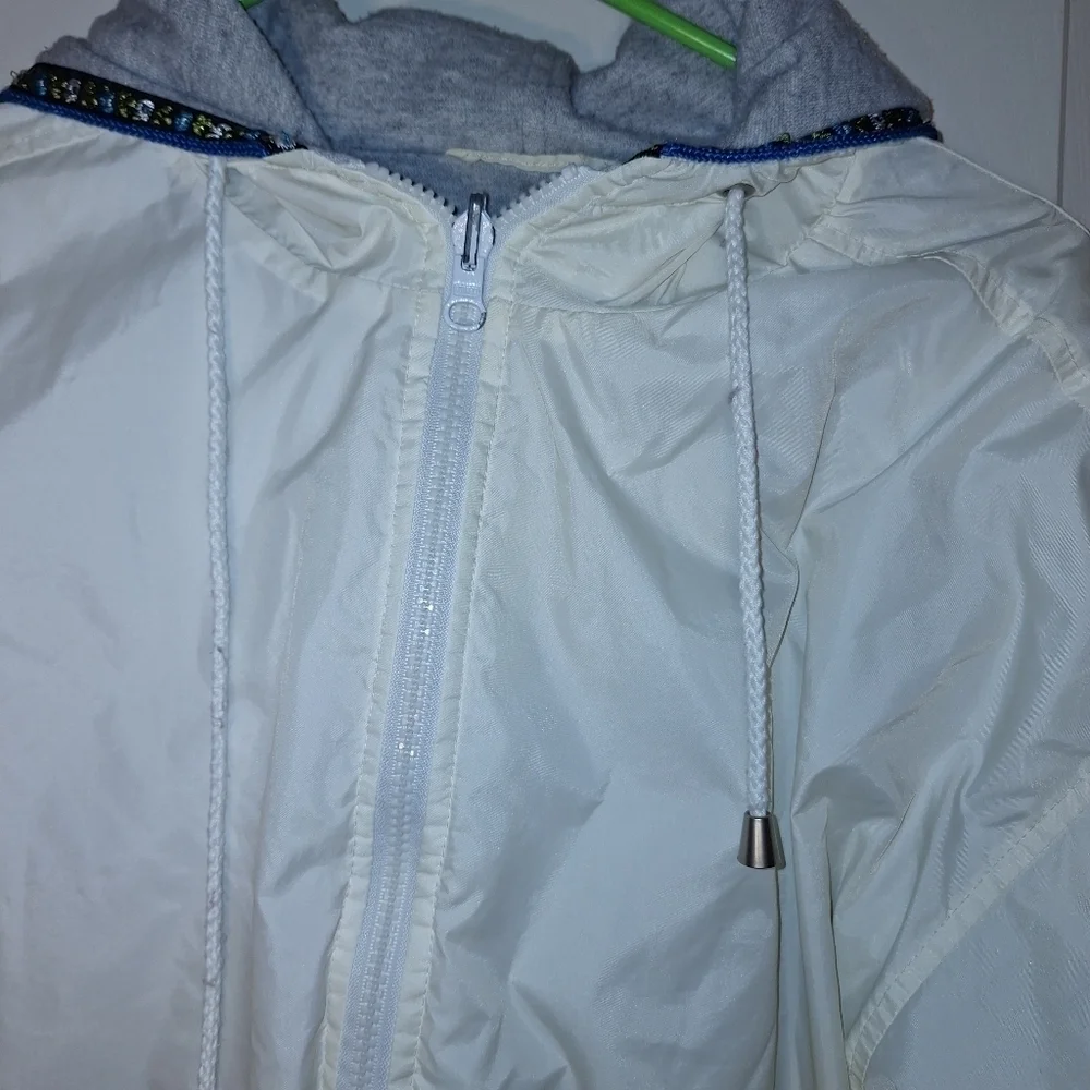 White Reversible Hooded Jacket Coat Medium Large